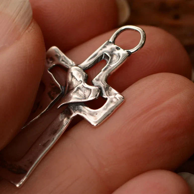 ✝️100% Handmade Silver Cross Healing Heart