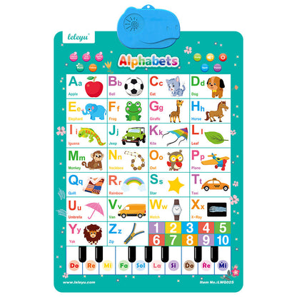 🚀2026 Talking Wall Chart for Kids – English & Spanish Learning Poster with Songs, ABCs, Numbers, Animal words & Piano
