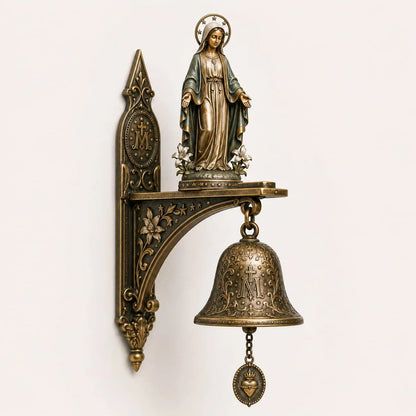 Our Lady of Grace Bronze Miraculous Medal Wall Bell ✨| 🙏Catholic Religious Home & Garden Decor"