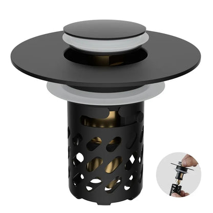 ✨ Upgraded 3-in-1 Pop Up Universal Bathroom Sink Drain Stopper - drain stopper + hair catcher + anti-clog filter