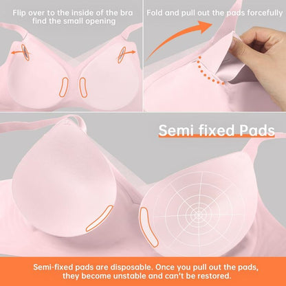 Women's Wireless V-Neck Crossover Mesh Seamless Push-Up Bra