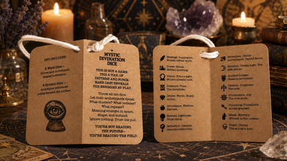🔮🎲Arcane Divination Dice Set – Engraved Wooden Box, Oracle Dice for Tarot Ritual, Handcrafted Intuition Amplifier