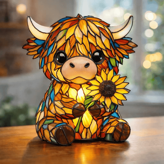 🌻Last Day Sale 49% OFF- 🐮Creative Highland Cow  Sunflower LED Night Light