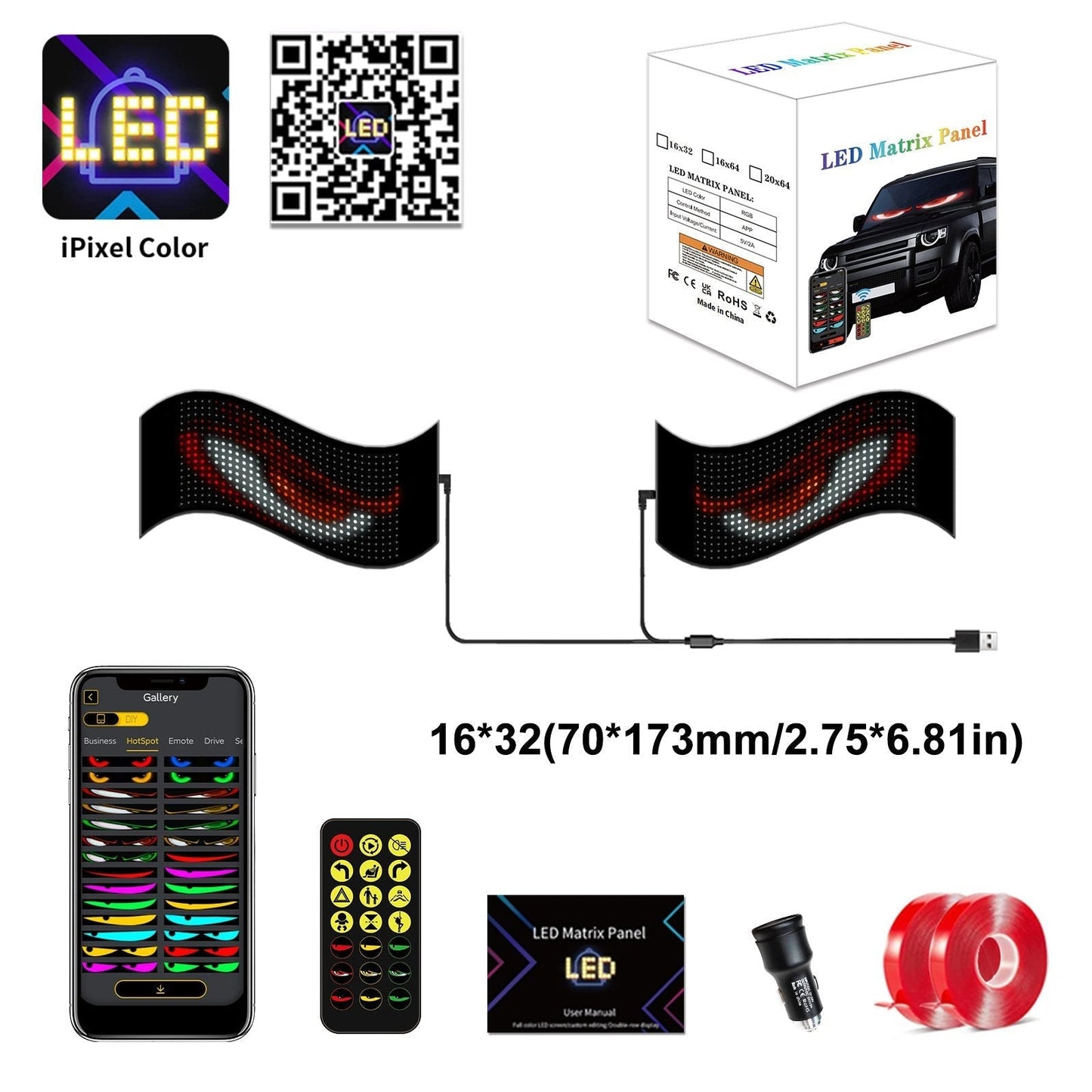 😈 Halloween Spooktacular Deal Alert! 🎃 Devil Eyes LED Sign: App - Controlled, Animated for Car/Truck Windshields