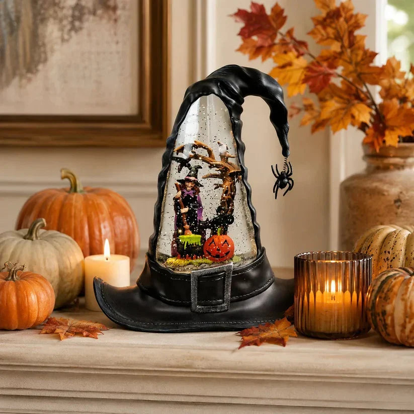 Witches Hat Lighted Water Lantern With Swirling Glitter - 4500755  - USB Included New