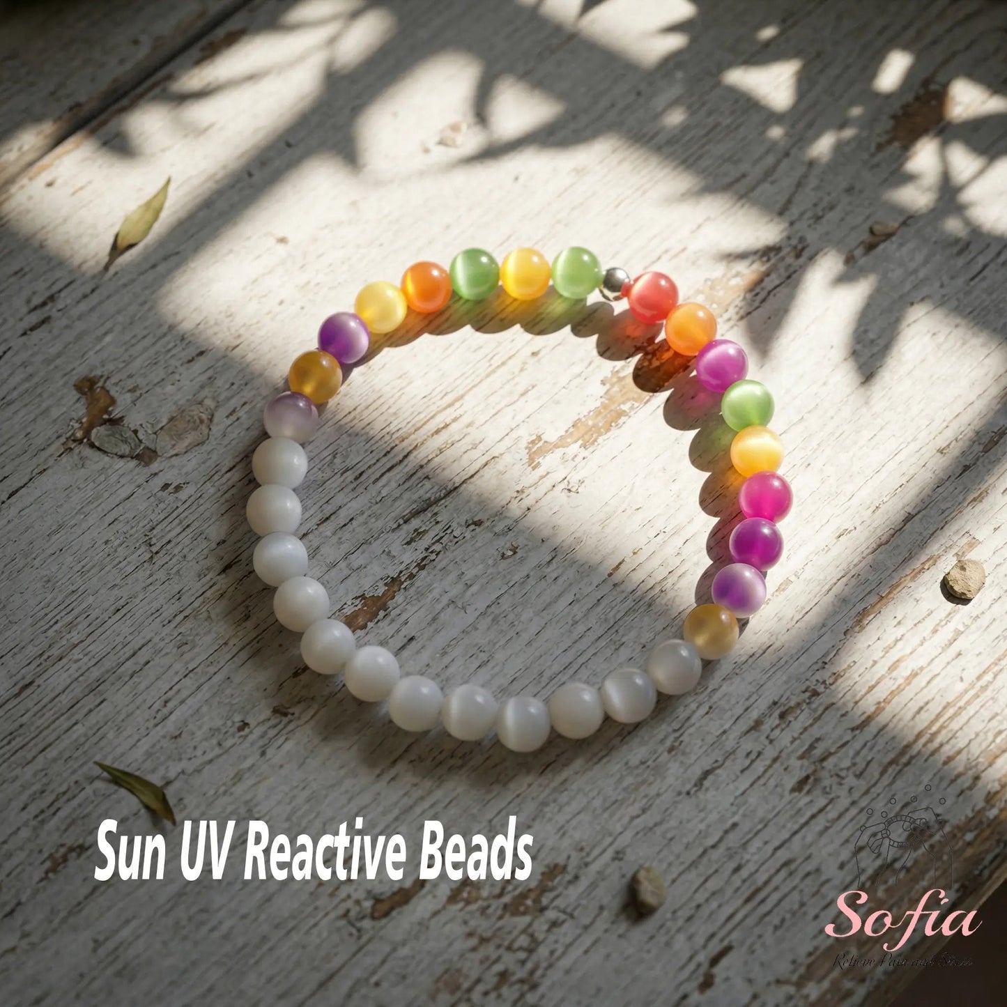 📿Sofia Dopamine Rainbow Beaded Choker Necklace-UV Reactive Waterproof Stainless Steel Stackable Summer Jewelry