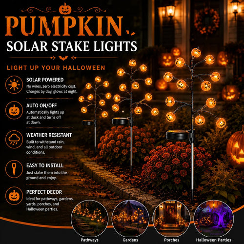 🎃 Pumpkin Solar Stake Lights – Halloween Outdoor Yard Decor