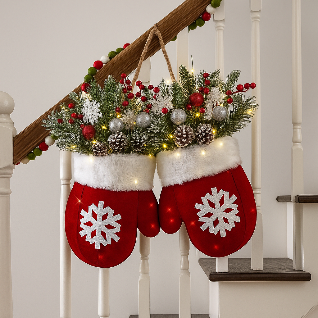 Handmade Christmas Mitten Wreath