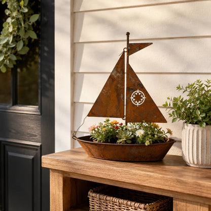 🎁Last Day 49% OFF🌼Rustic Sailboat Metal Planter