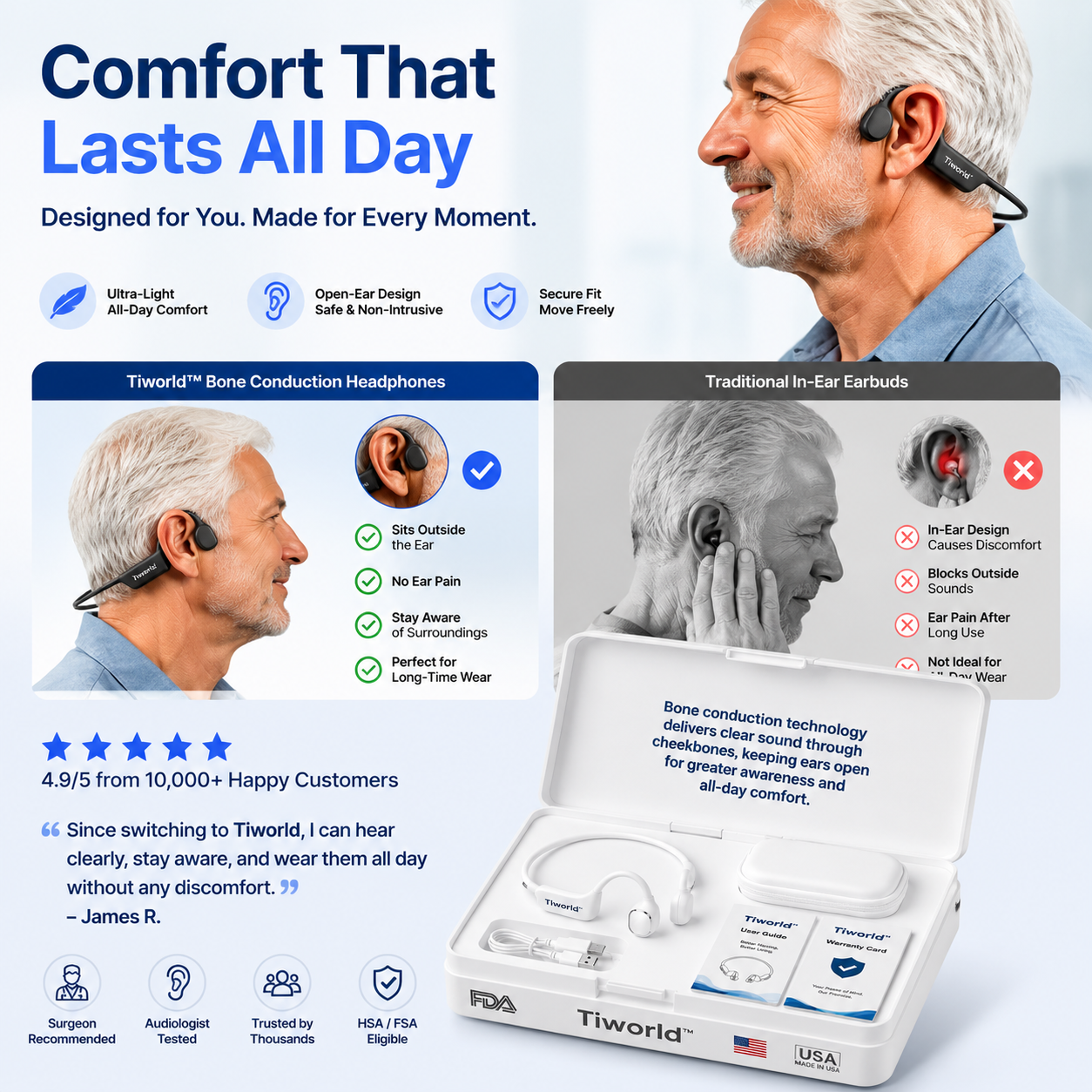 🔥 Final 2 Hours : Only Limited Stock Left🏆 Bone Conduction Smart Hearing Headphones