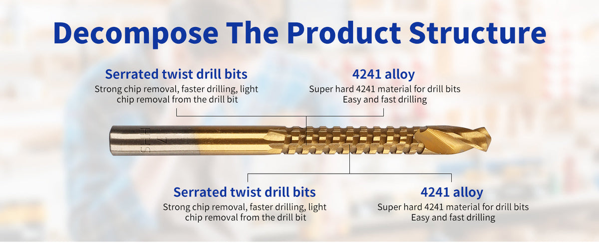 6 Pack Titanium Coated HSS Twist Drill Bits - 3-10mm