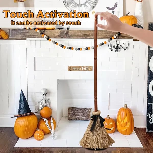 Early Halloween Offer👻 Floating Witch's Broom – Eerie Laughs & Hypnotic Dance at Your Command! 🎃