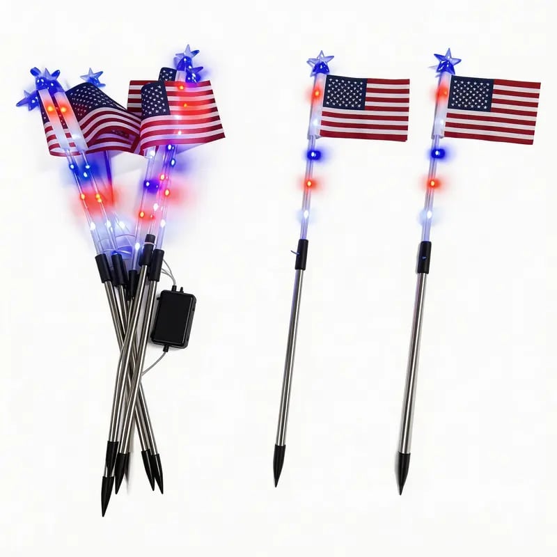 ⏰VIP Free Shipping-8 Solar American Flag Pathway Lights✨