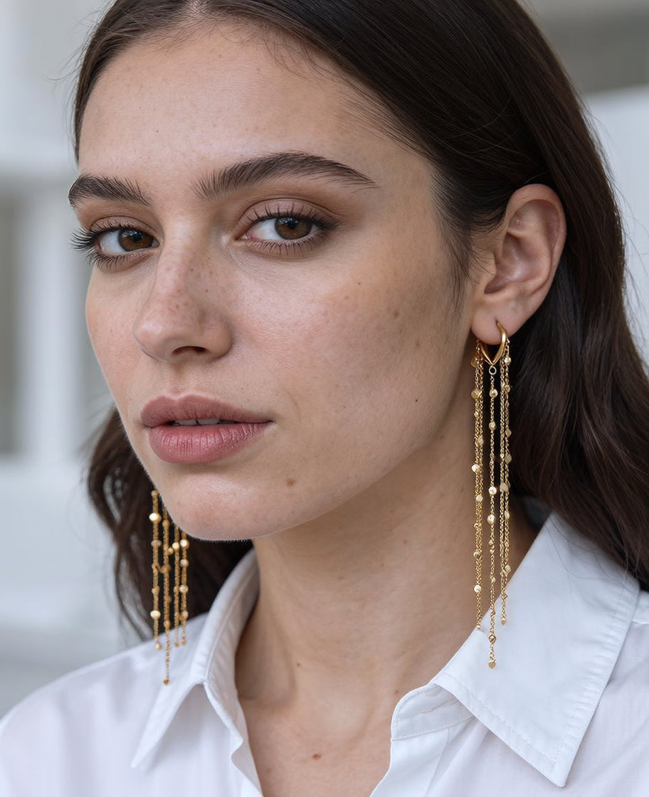 🔥Limited Time 50% Off✨14K Gold Plated Long Tassel Earrings for Women