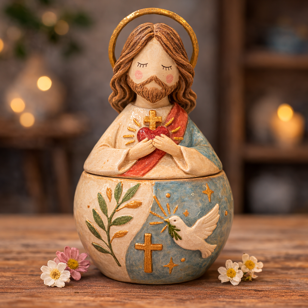 Handmade Jesus & Virgin Mary Mary Prayer Box