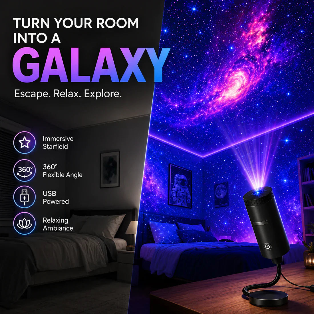 ⏰Last day Promotion🔥Night Light Projector - Smart Holographic Star Projector