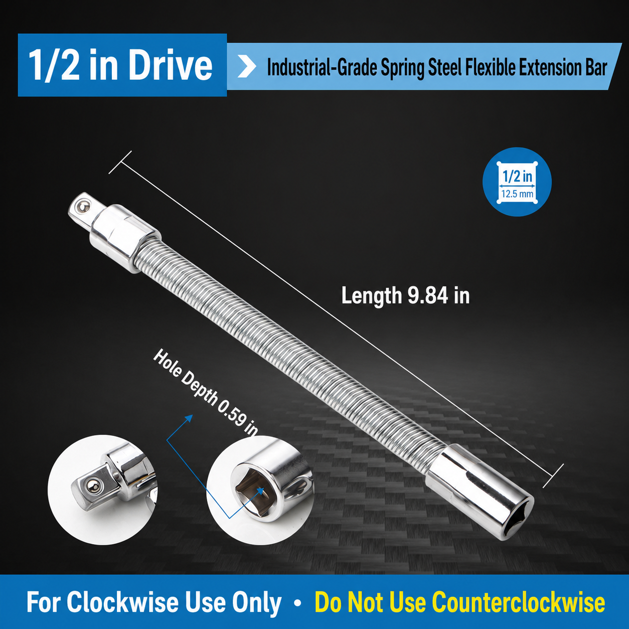 🛠 Tight Space Lifesaver | 1/2-Inch 35cm Flexible Socket Wrench Extension Bar Set ⚡