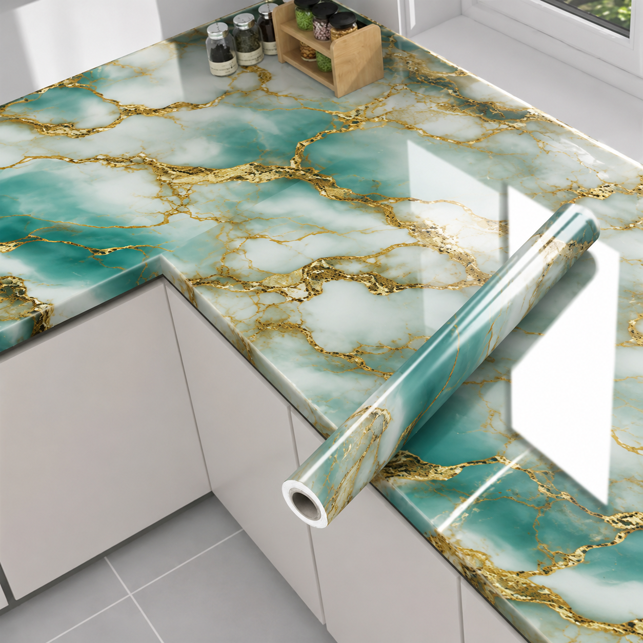 Gold Marble Pattern Self-Adhesive Wallpaper Roll