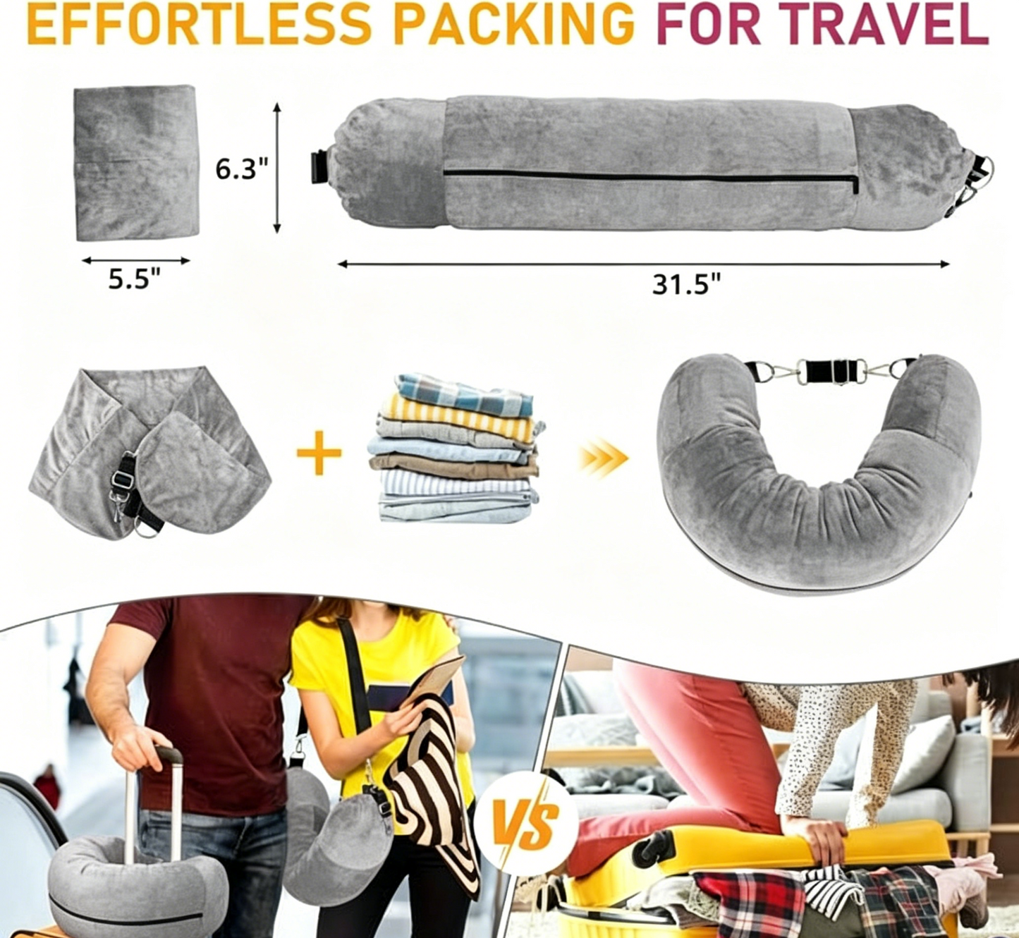 🏆Flash Sale⚡ 50K+ SOLD! Almost Gone💥Stuffable Travel Neck Pillow