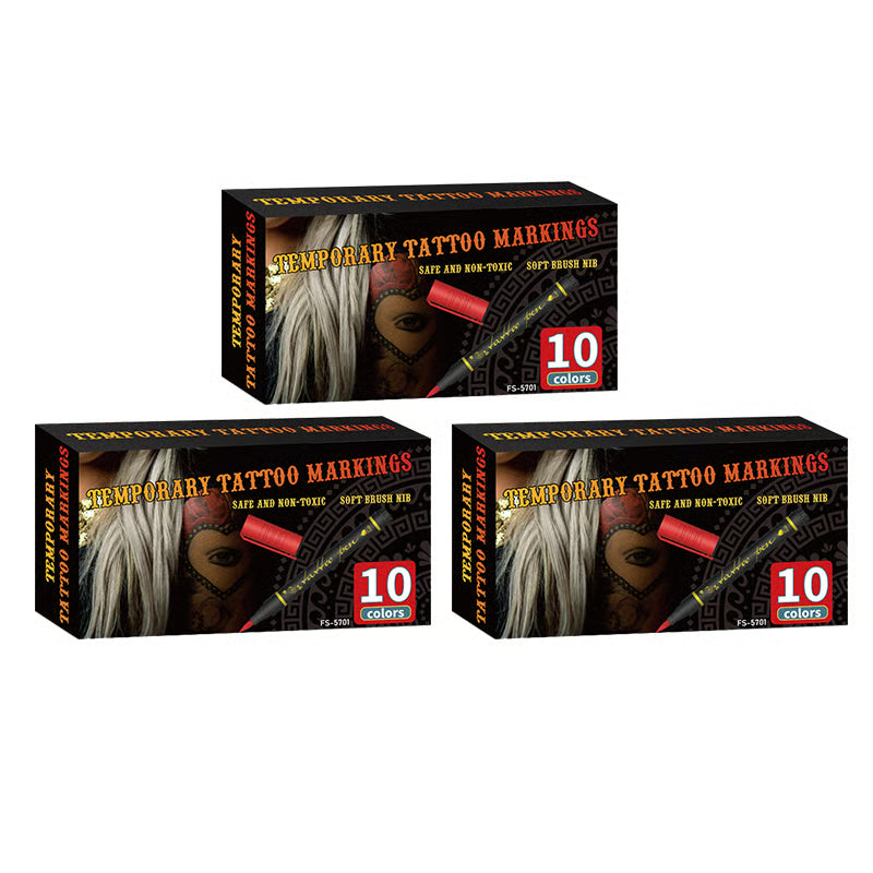 💥Temporary Tattoo Markers Set-10-Color Body Art Pens🌈