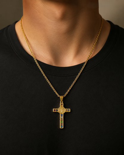 ✝️12 CRYSTAL CHRISTIAN CROSS NECKLACE✨
