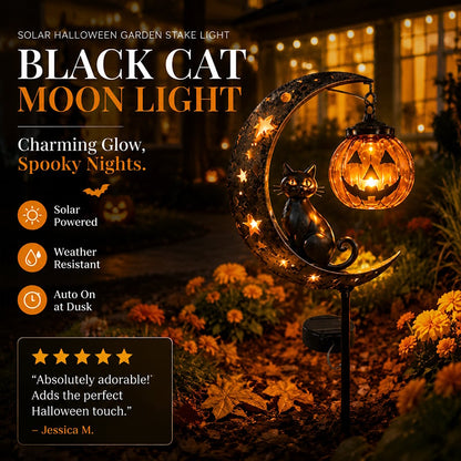 🐈‍⬛🌙 Halloween Black Cat Moon Ground Lamp