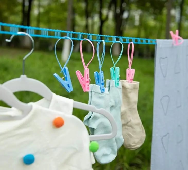 🔥Clothesline for Outside, Adjustable Clothes line,Windproof Clothesline with Hooks, Indoor and Outdoor Laundry and Drying Lines,Ideal Camping & Travel Essentials