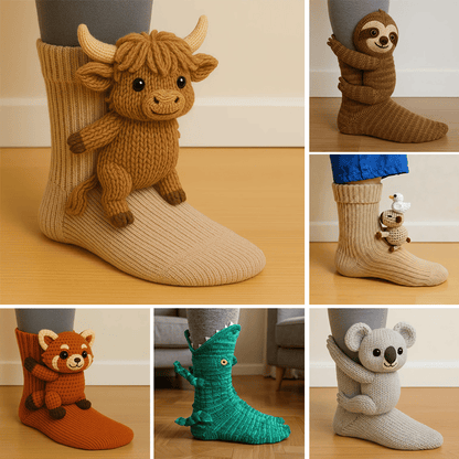 Cozy 3D Knit  Spirit Animal Socks, Express Yourself in Comfort💝