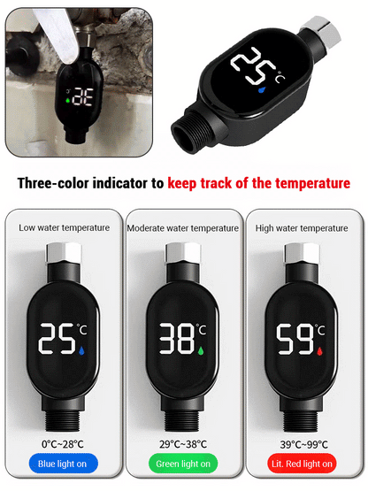 【0 electricity bill】Shower head LED temperature display