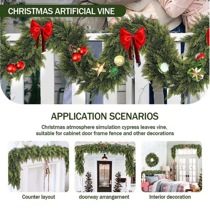 💥6 FT Artificial  Cypress Rattan – Real Touch Winter Greenery