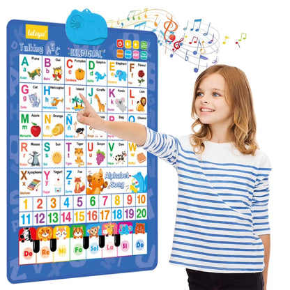 🚀2026 Talking Wall Chart for Kids – English & Spanish Learning Poster with Songs, ABCs, Numbers, Animal words & Piano