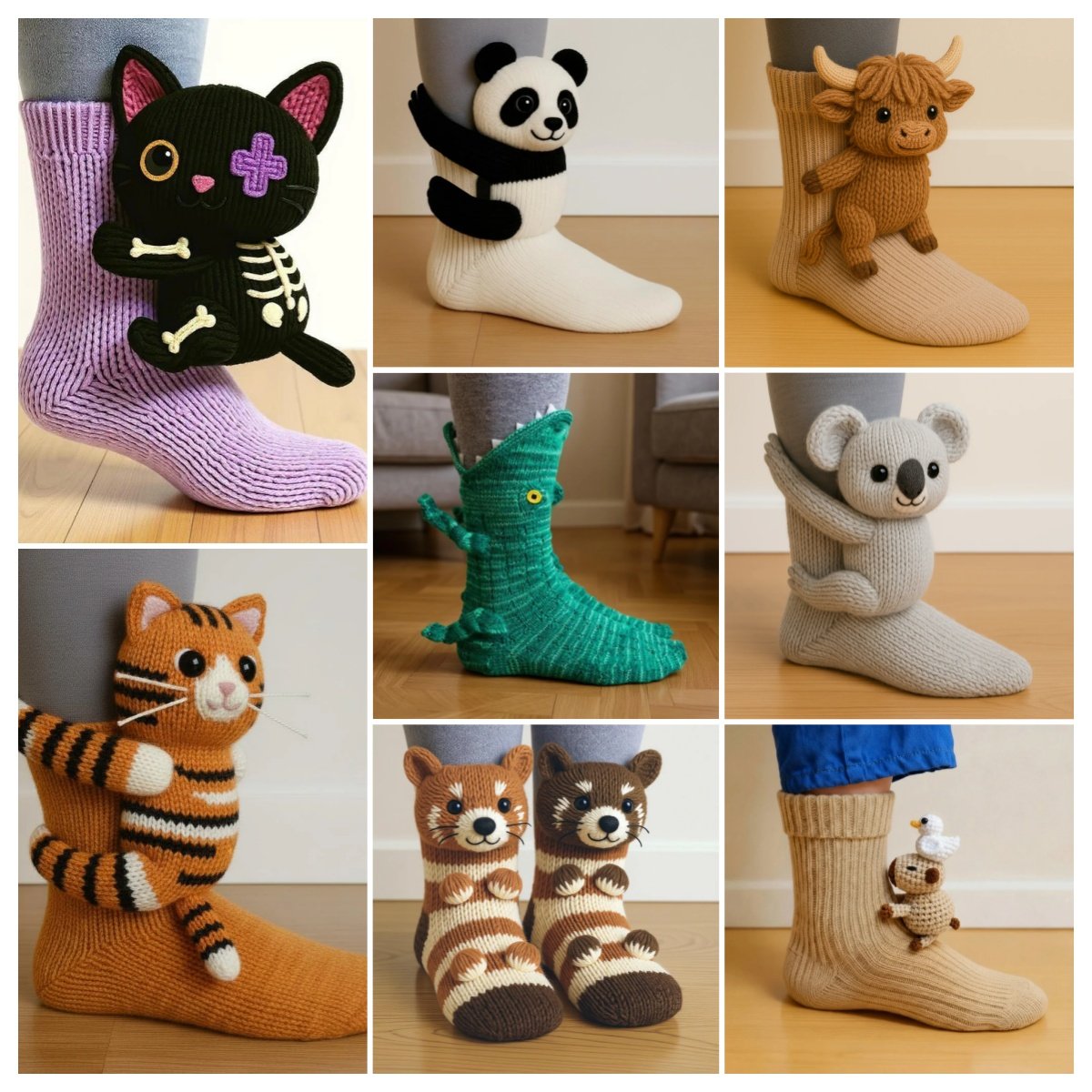 Cozy 3D Knit  Spirit Animal Socks, Express Yourself in Comfort💝