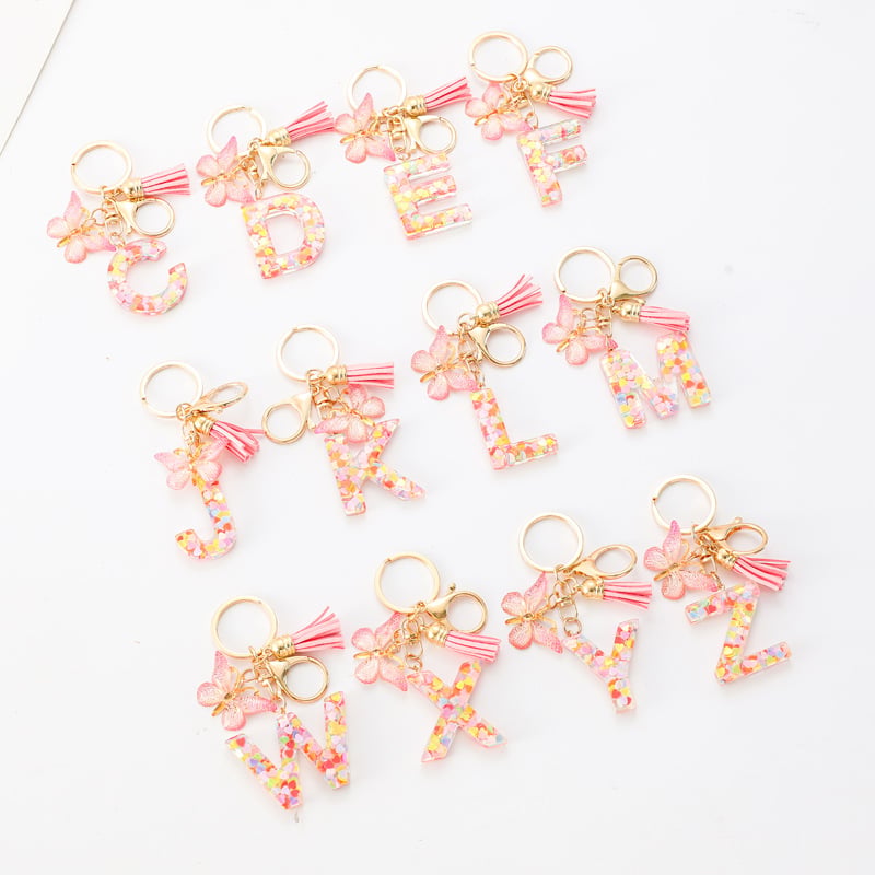 🔥Butterfly Letter Keychain Tassel Design Vibrant Durable Lightweight Gift