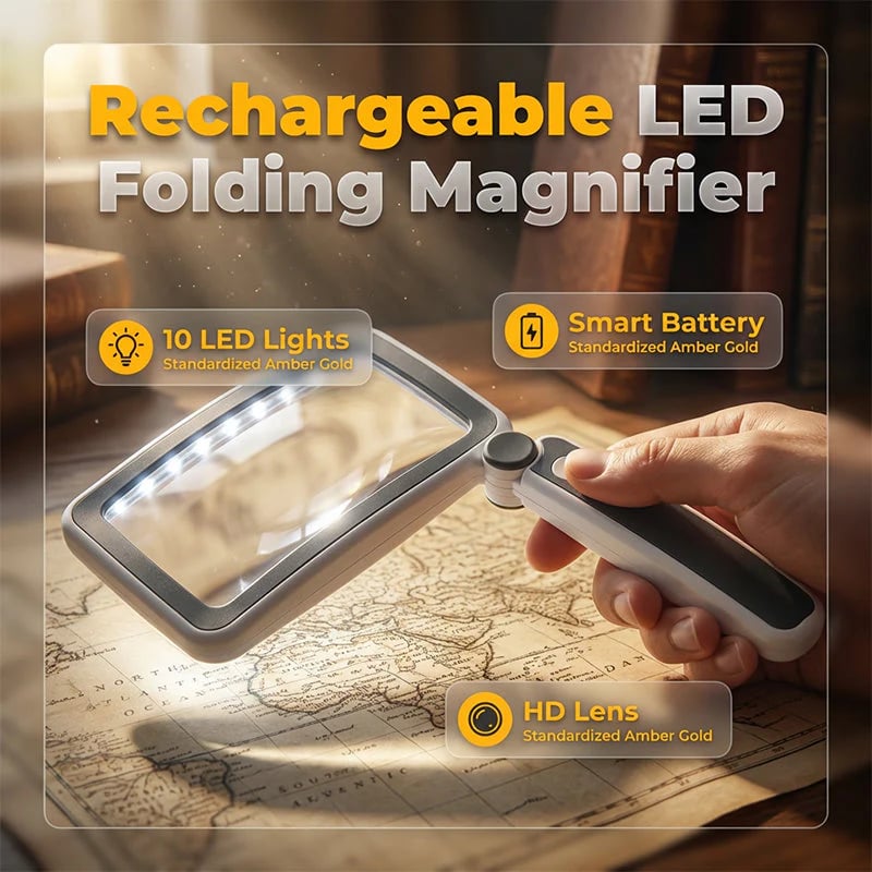 ✨ Last Day 50% OFF!🔍 Folding Handheld Magnifying Glass with Light – Perfect for Reading  🔥