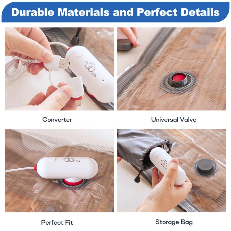 ✨🔥9 Pack Lightweight Travel Bags with USB Electric Pump | Compact Vacuum Storage Bags for Clothes | Space Saver Compression Bags for Travel