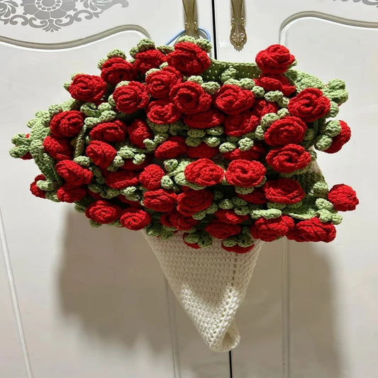 🎁 Hand-Knitted Rose Blanket DIY Kit & Ready-Made Gift