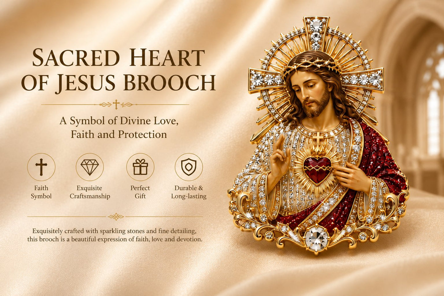 ❤️Last Day 50% OFF - 🙏 Sacred Heart of Jesus Brooch