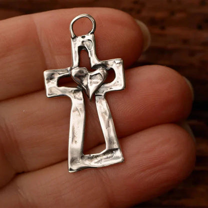 ✝️100% Handmade Silver Cross Healing Heart