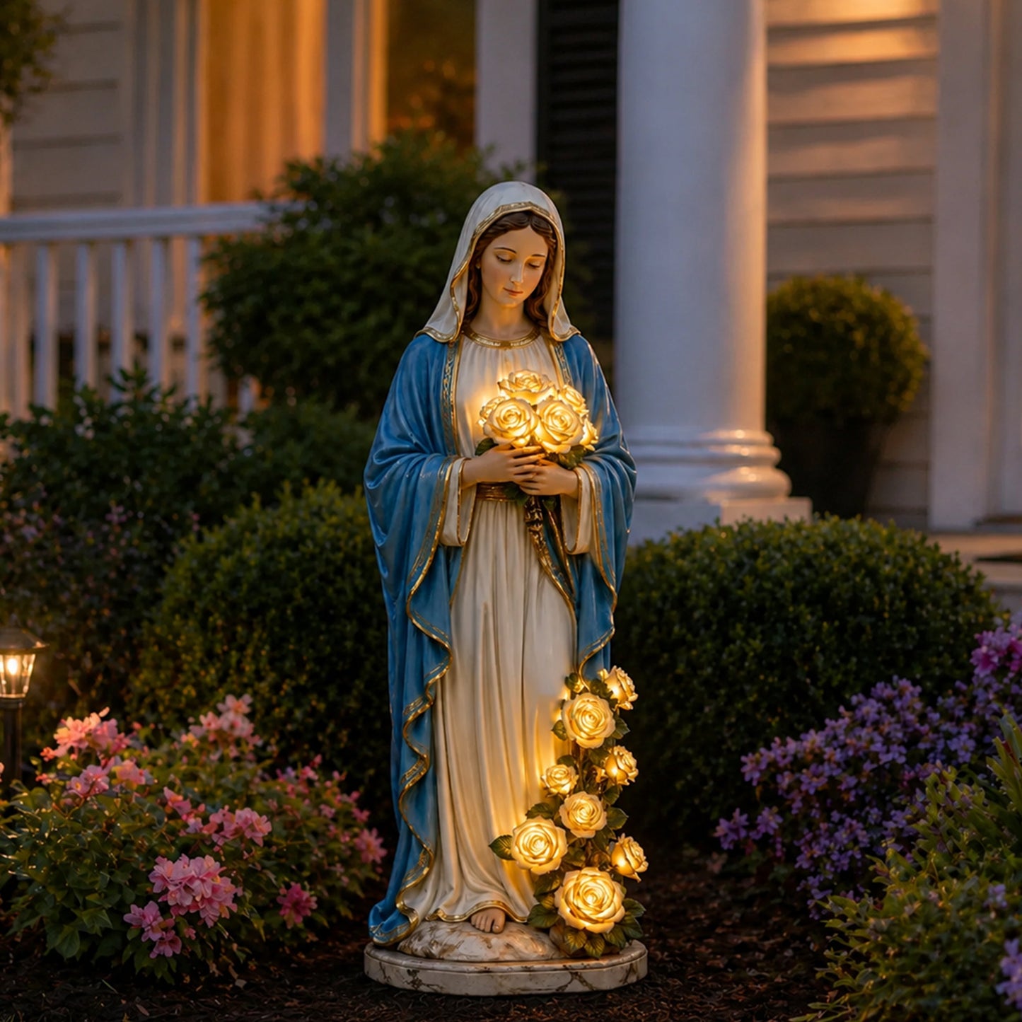 ✨ Limited Time Offer – Elegant Virgin Mary Garden Statue with Soft Illuminated Light & Roses💗
