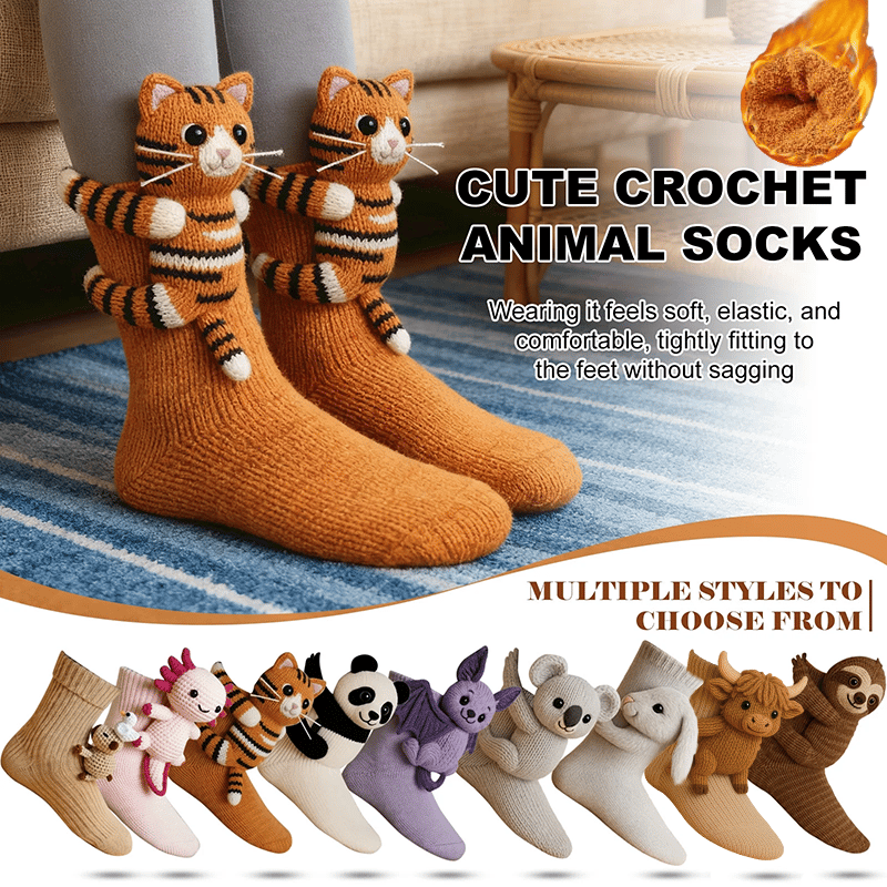 Cozy 3D Knit  Spirit Animal Socks, Express Yourself in Comfort💝