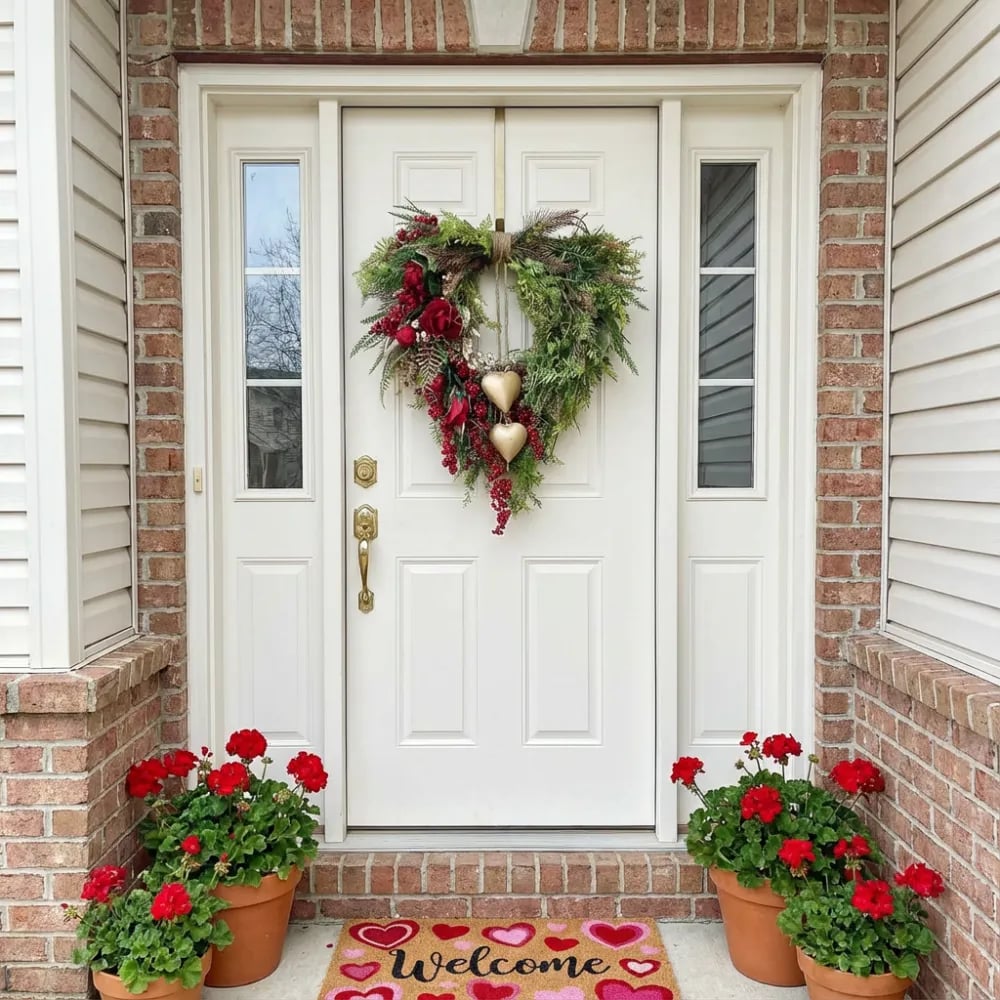❤️ Valentine’s Day Farmhouse Heart Wreath: Gold Bells, Red Roses & Berries🎉