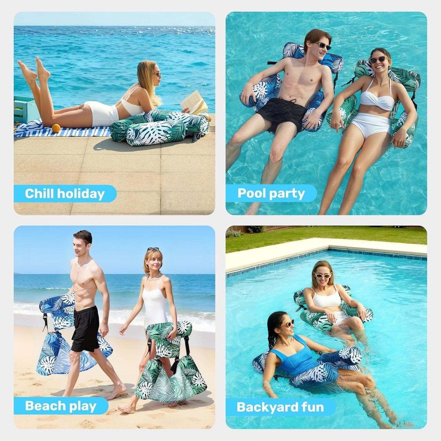 ⏰49% OFF✨Inflatable Pool Floats Adult,Floating Lounge Chairs