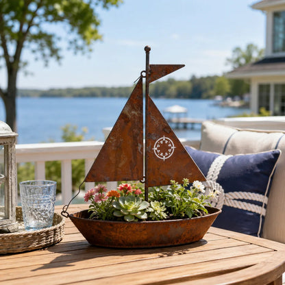 🎁Last Day 49% OFF🌼Rustic Sailboat Metal Planter