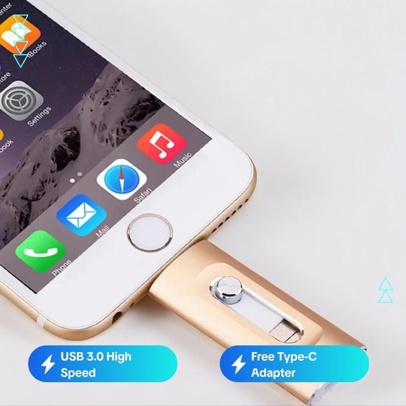⚡⚡3 in 1 Flash Drive, Portable High Speed USB 3.0 Memory Storage, OTG Flash Pen Drive with Free Type-C Adapter for Android Phones/PC and More Devices