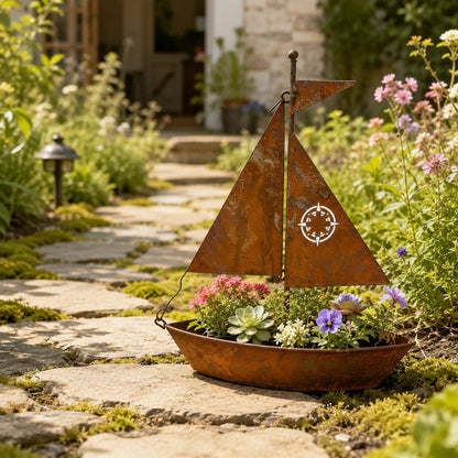 🎁Last Day 49% OFF🌼Rustic Sailboat Metal Planter