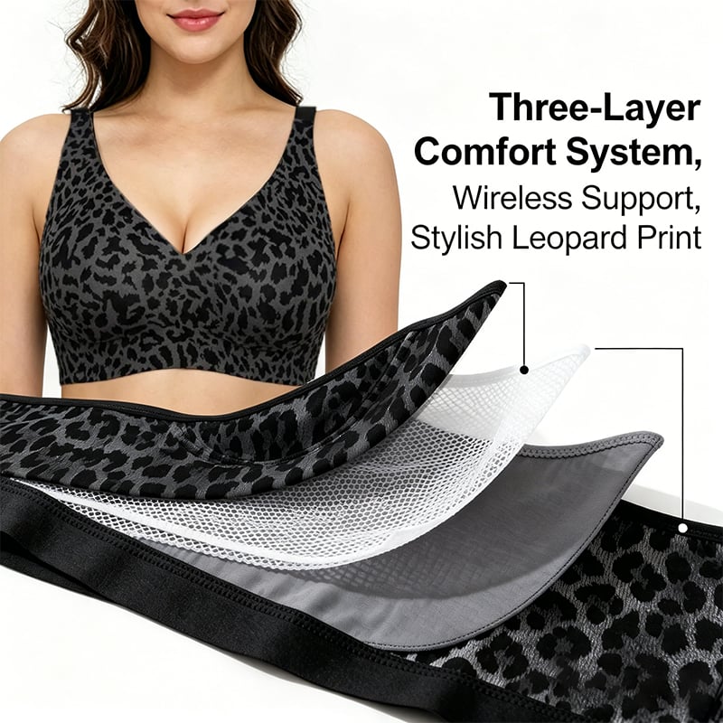 🏆🔥Super Firming Leopard Print Jelly  Bra | Women Wirefree Bras 👍No More Sagging Breasts