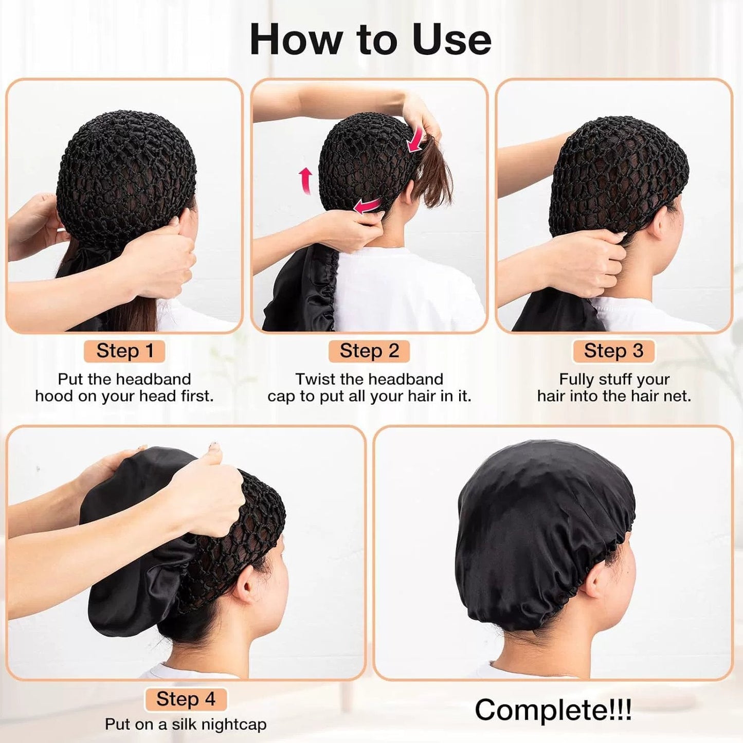 🔥HOT SALE 48% OFF -Detachable Satin Hair Wrap & Hair Net — 2-in-1 Design