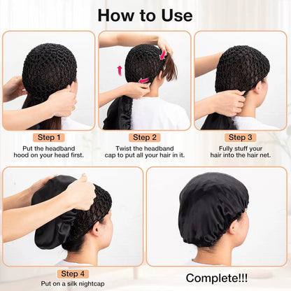 🔥HOT SALE 48% OFF -Detachable Satin Hair Wrap & Hair Net — 2-in-1 Design