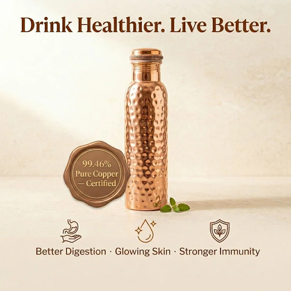 ✨Himalayan Ayurvedic Copper Water Bottle – 50% OFF Today