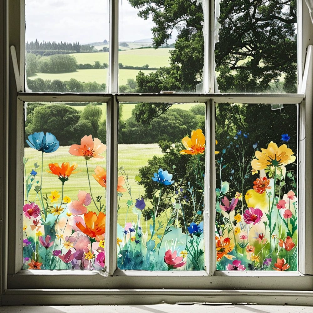 ✨LAST DAY SALE 50% OFF!💐Colorful Floral Bouquet Window Sticker🖼️